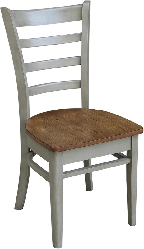 36" Round Wood Dining Table Set with 4 Emily Chairs in Washed Graytaupe gallery