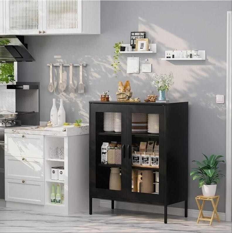 Elegro Metal Storage Cabinet,Kitchen Storage Cabinet With Ventilated Mesh Doors gallery