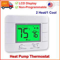 Non-Programmable Heat Pump Thermostat For House 2 Heat/1 Cool, With Temperature