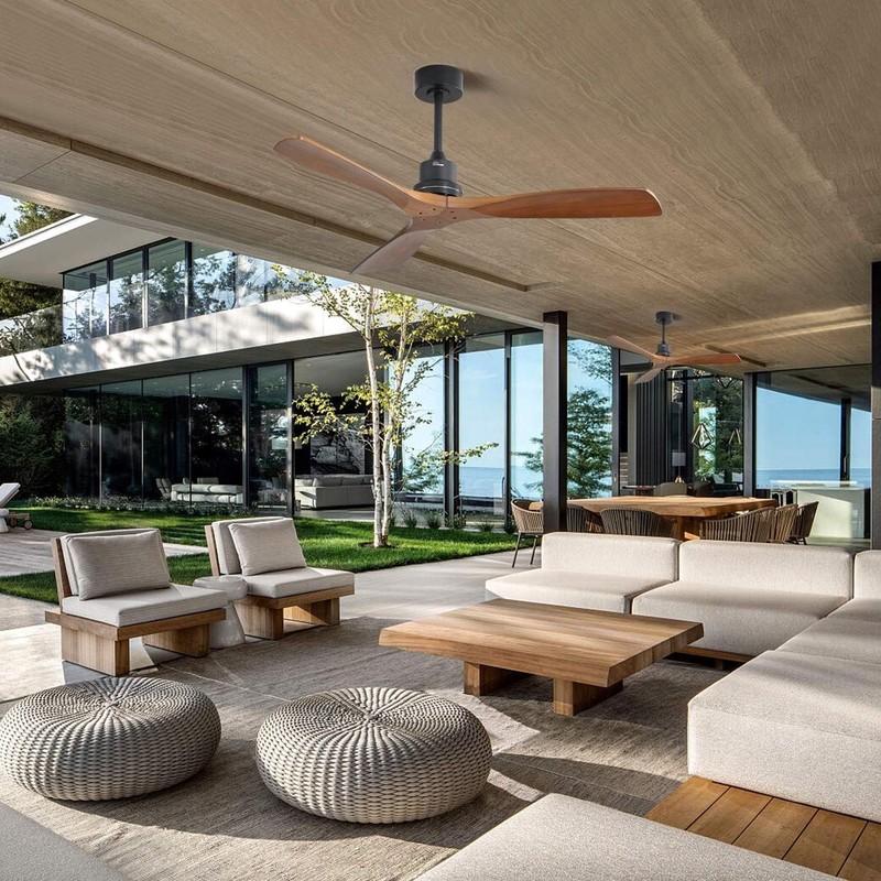 Sofucor 52 inch Ceiling Fan No Light, Solid Wood Indoor/Outdoor Ceiling Fans---- gallery