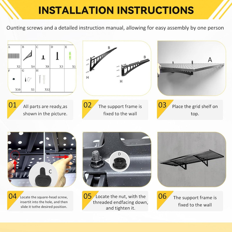 Heavy Duty 2-Pack Adjustable Garage Wall Shelves, 800 Lb Capacity gallery