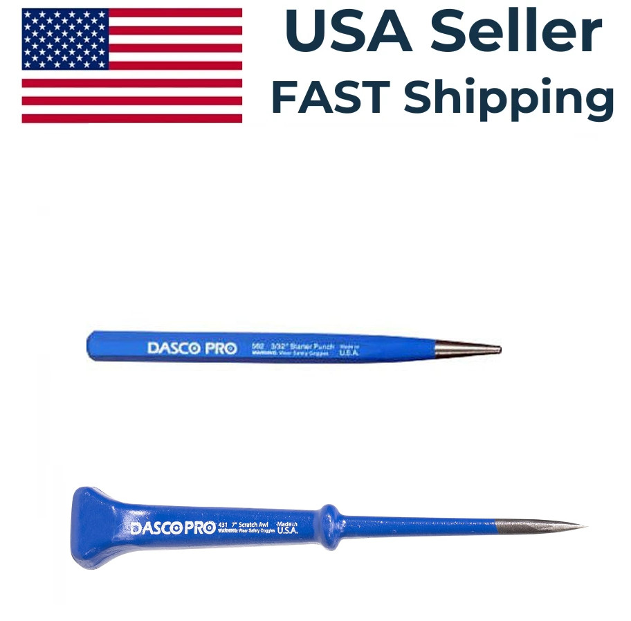 2 Pack Dasco Pro Tools - 531-0 5/16 in Center Punch & 431-0 7 in Scratch Awl gallery