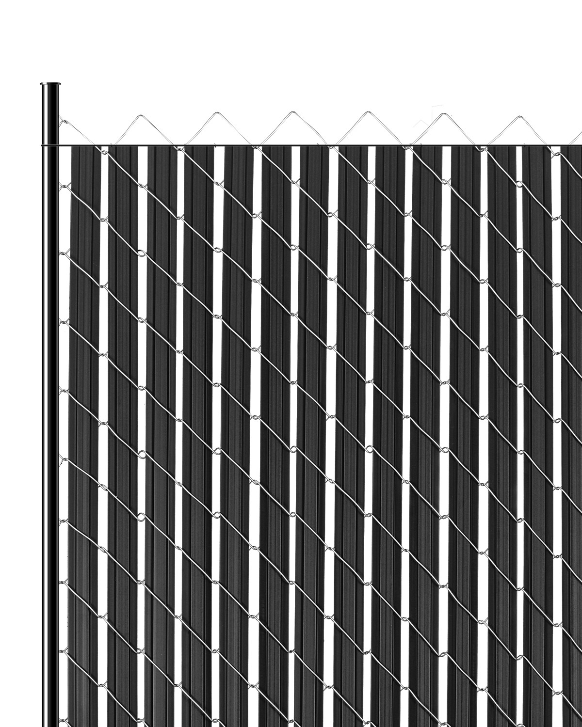 Chain Link Fence Privacy Slats Double-Wall with Wings for 6' High Fence Black gallery