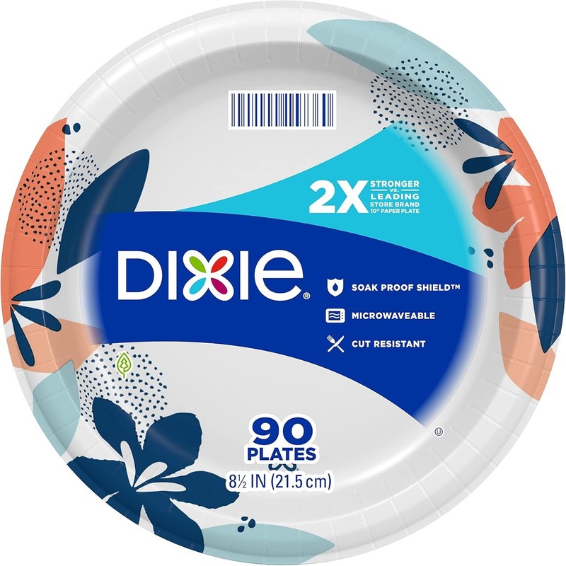 Dixie,Medium Paper Plates, 8.5 Inch, 90 Count, 2X Stronger Microwave-Safe gallery