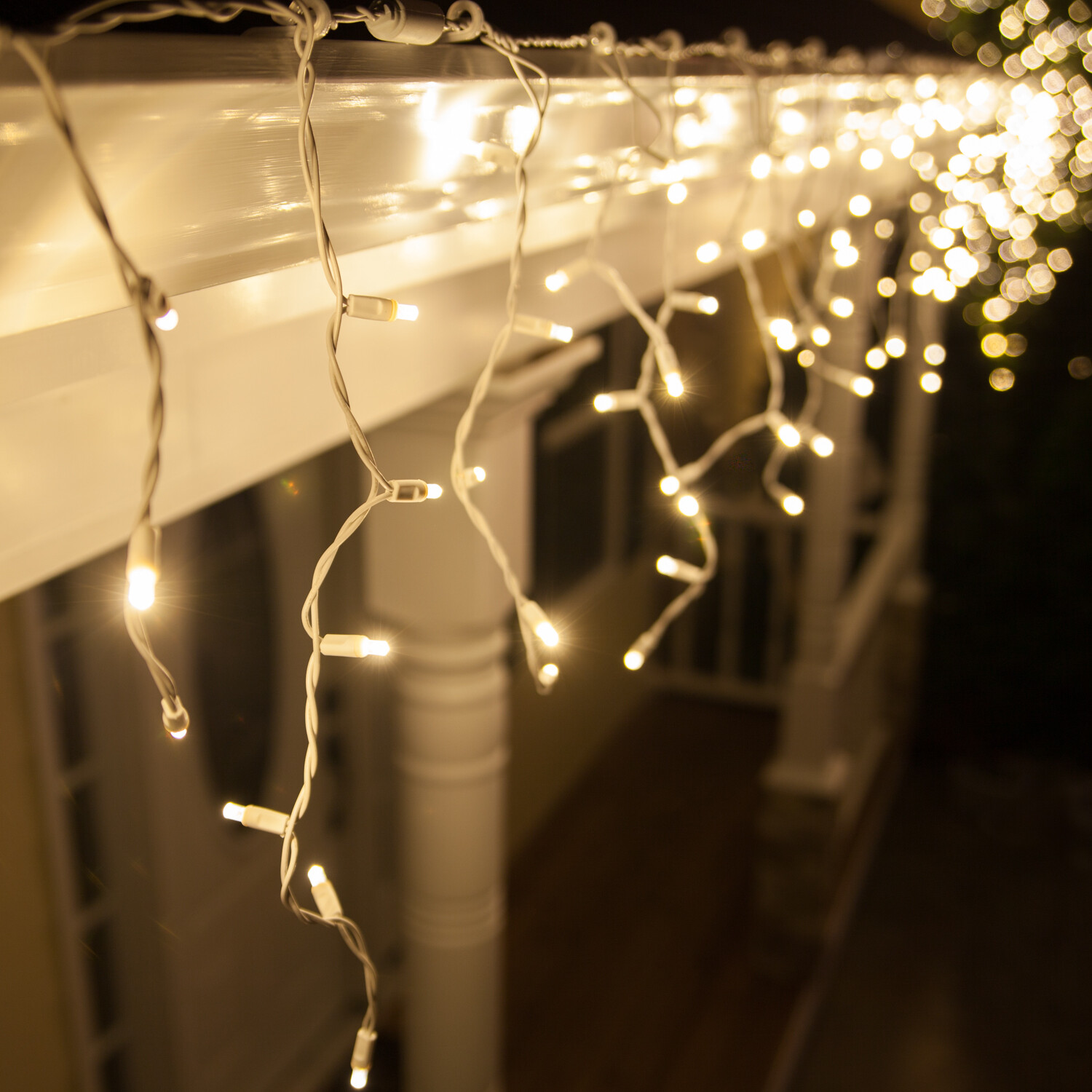 70 LED Christmas Icicle Lights White Wire 7' Outdoor Holiday Hanging Lights gallery