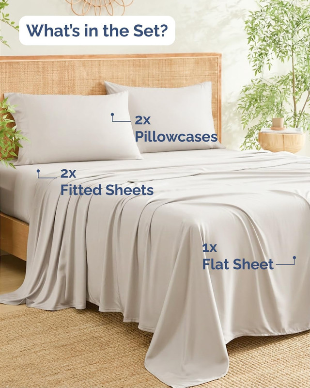Cooling Split King Bed Sheets - 100% Bamboo Rayon - Ultra Soft Luxury Set gallery
