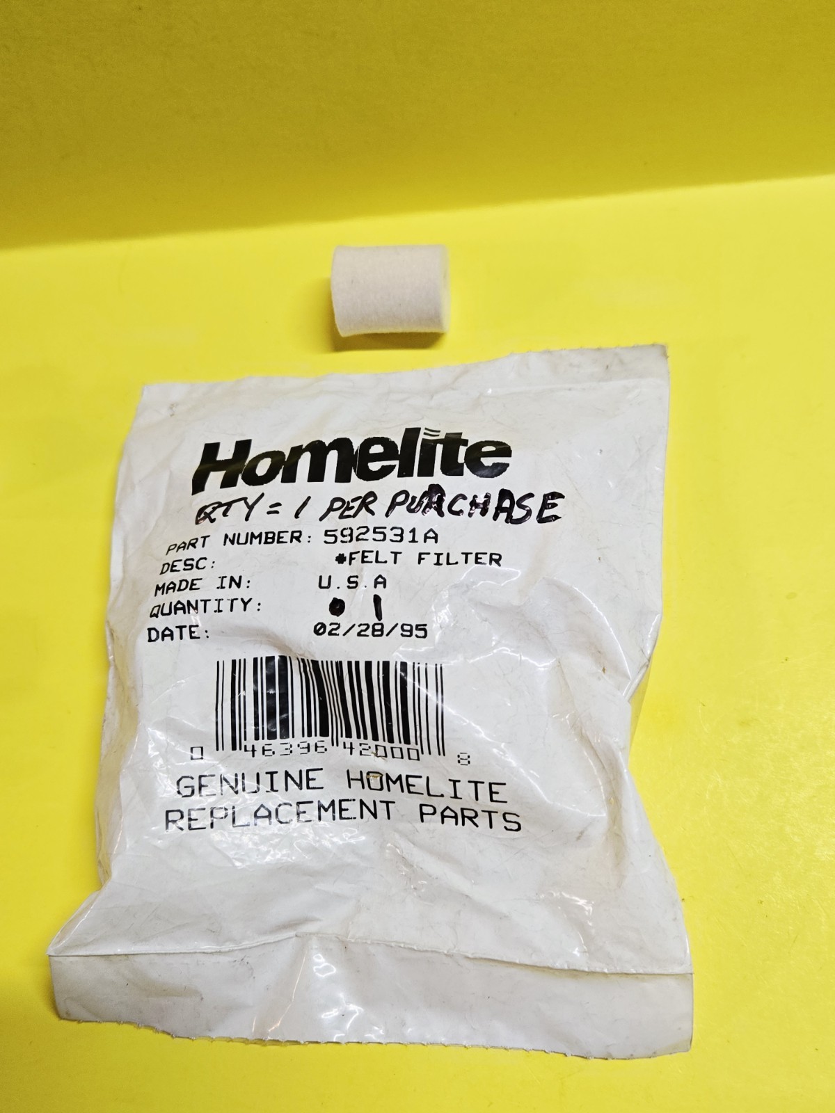Homelite 59253-1A Felt Fuel Filter Sleeve (Large ie OW497 410 540 8800 DM40 MP38 gallery