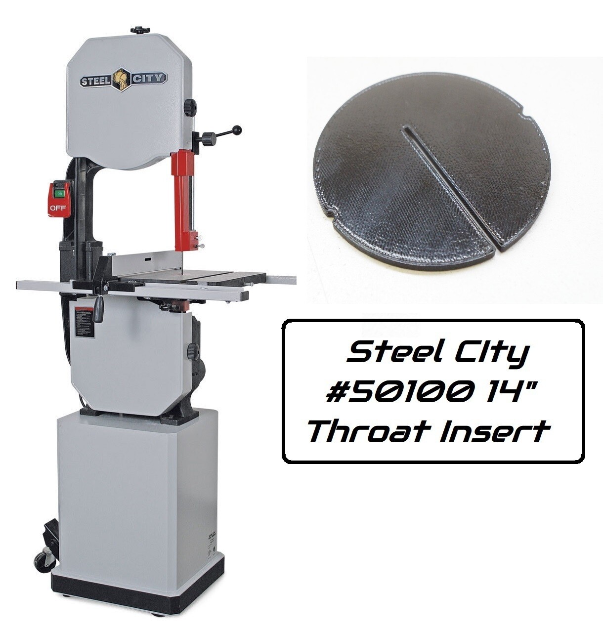 Bandsaw Throat Plate Insert for Steel City 50100 14" Band Saw gallery