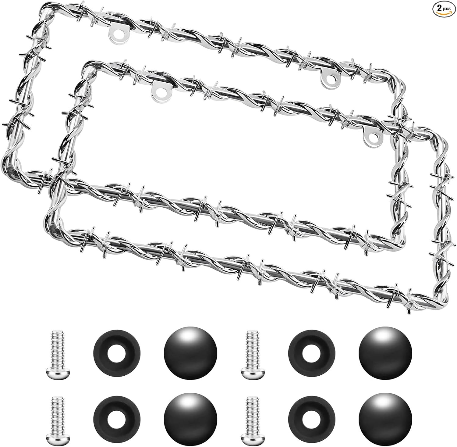 2Pcs Barbed Wire Design License Plate Frame, Chain Plate Frame Supplies Comes wi gallery