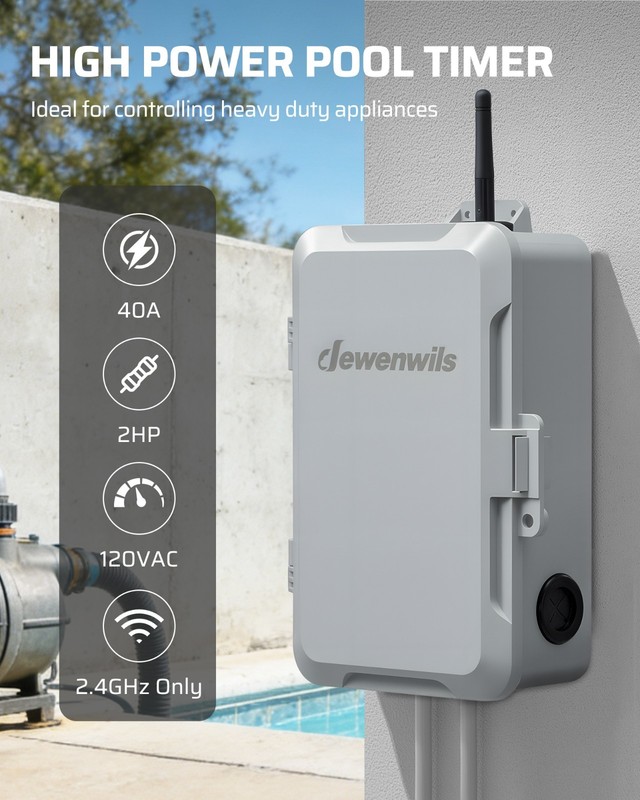 DEWENWILS Smart Heavy Duty Timer Switch 40A, for Pool Pump & Water Heater,2.4GHz gallery