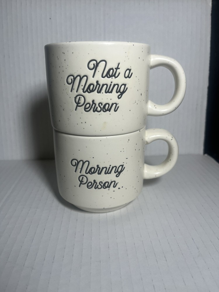 Walgreen Co. Speckled Stackable Ceramic Coffee Mug Set of 2 | Morning Person