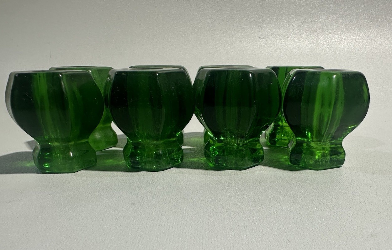 Large Emerald Green Glass Cabinet Knobs Lot Of 8 1.125 In Depression Style gallery