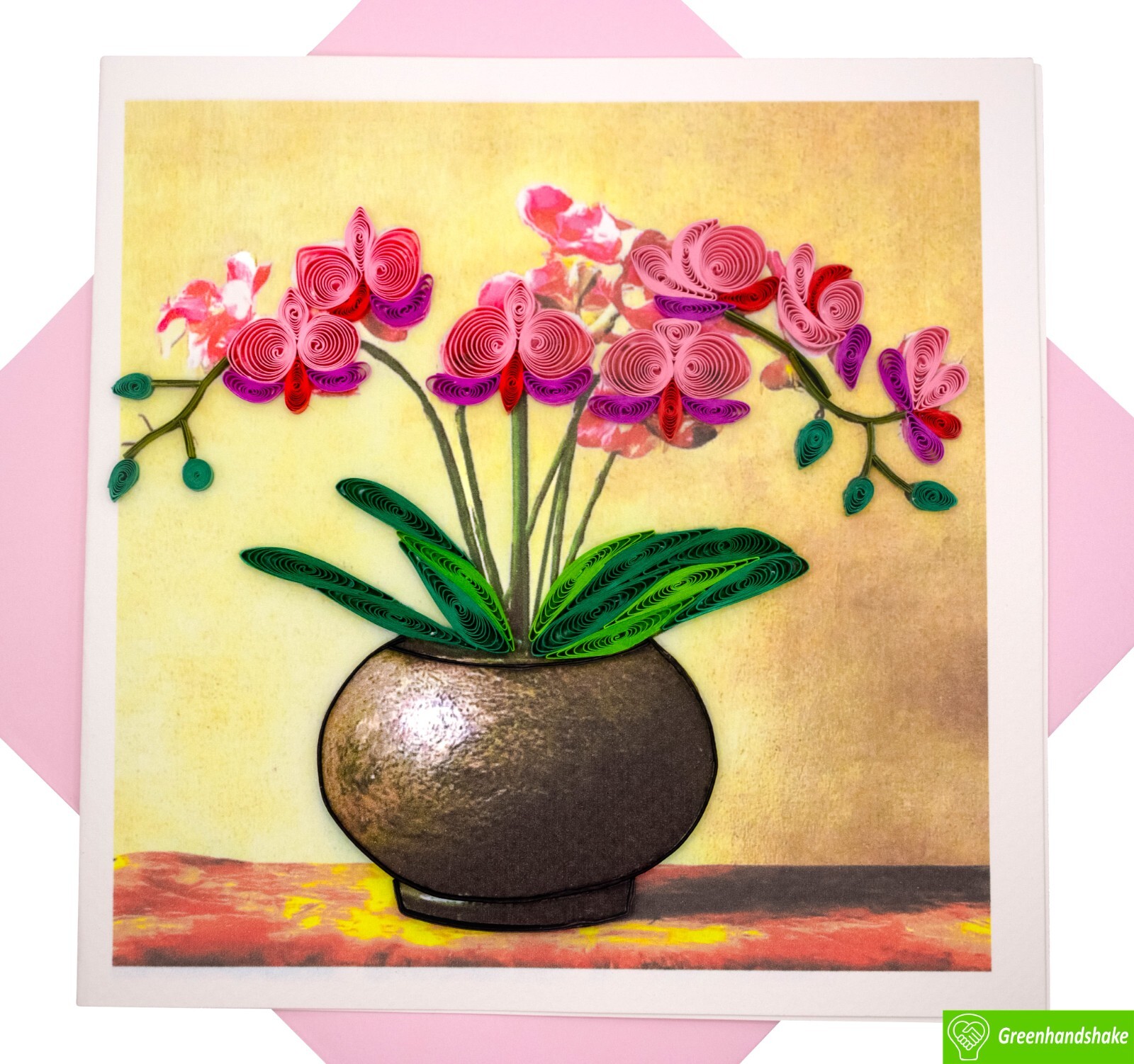 Orchid Charm Quilling Greeting Card - Unique Dedicated Handmade Art gallery