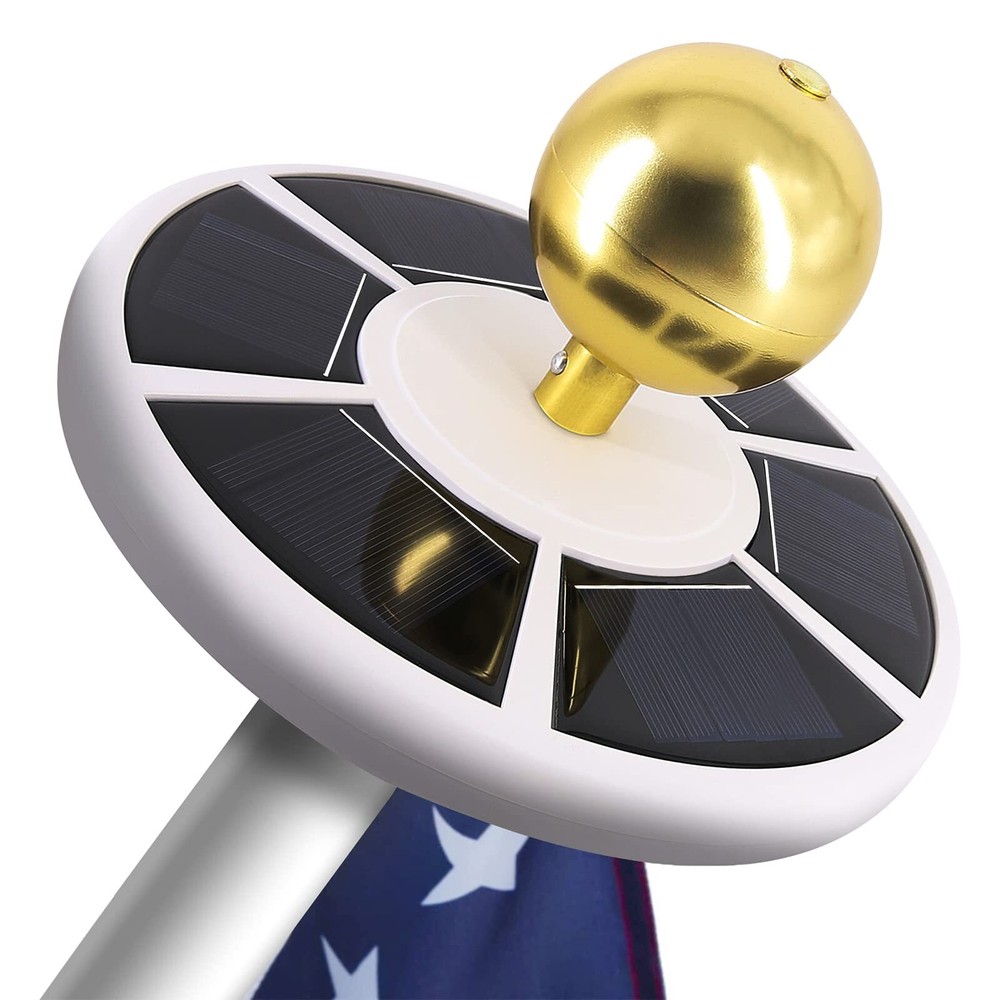 Flag Pole Light Solar Powered 26 LED Light for Most 15 to 25 Ft In-Ground Fla...