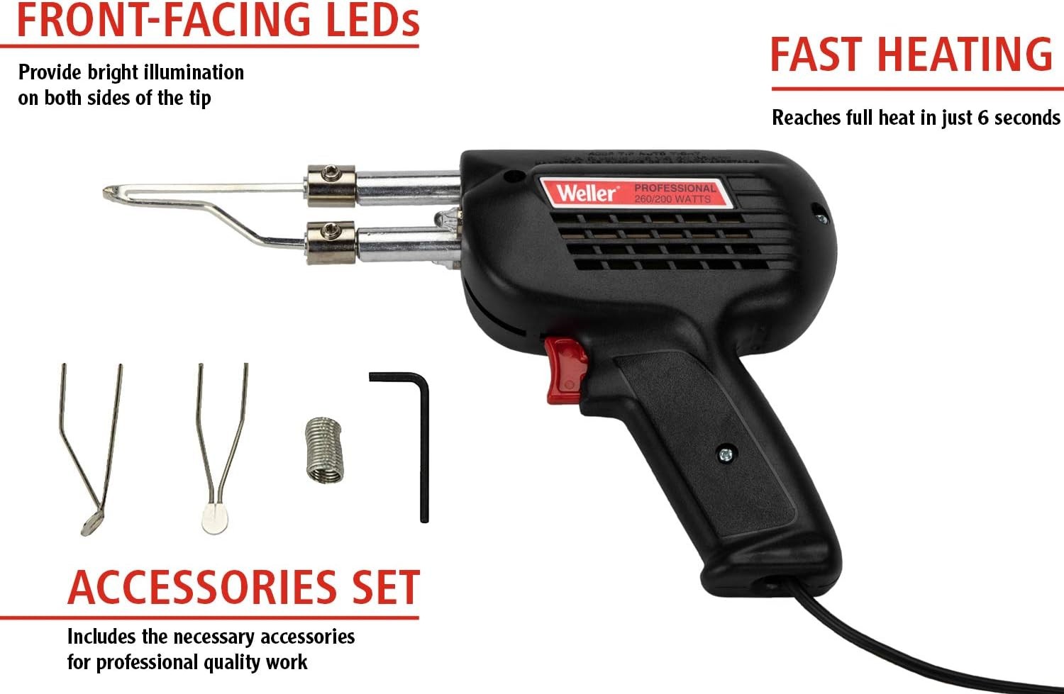 Weller 260 Watt & 200W Professional Soldering Gun Kit with Three Tips and Solder gallery