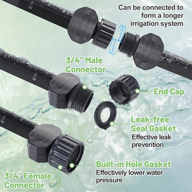 Double Layer Soaker Hose for Garden Beds - 25FT 3/4" Heavy Duty Linkable Flat Dr gallery