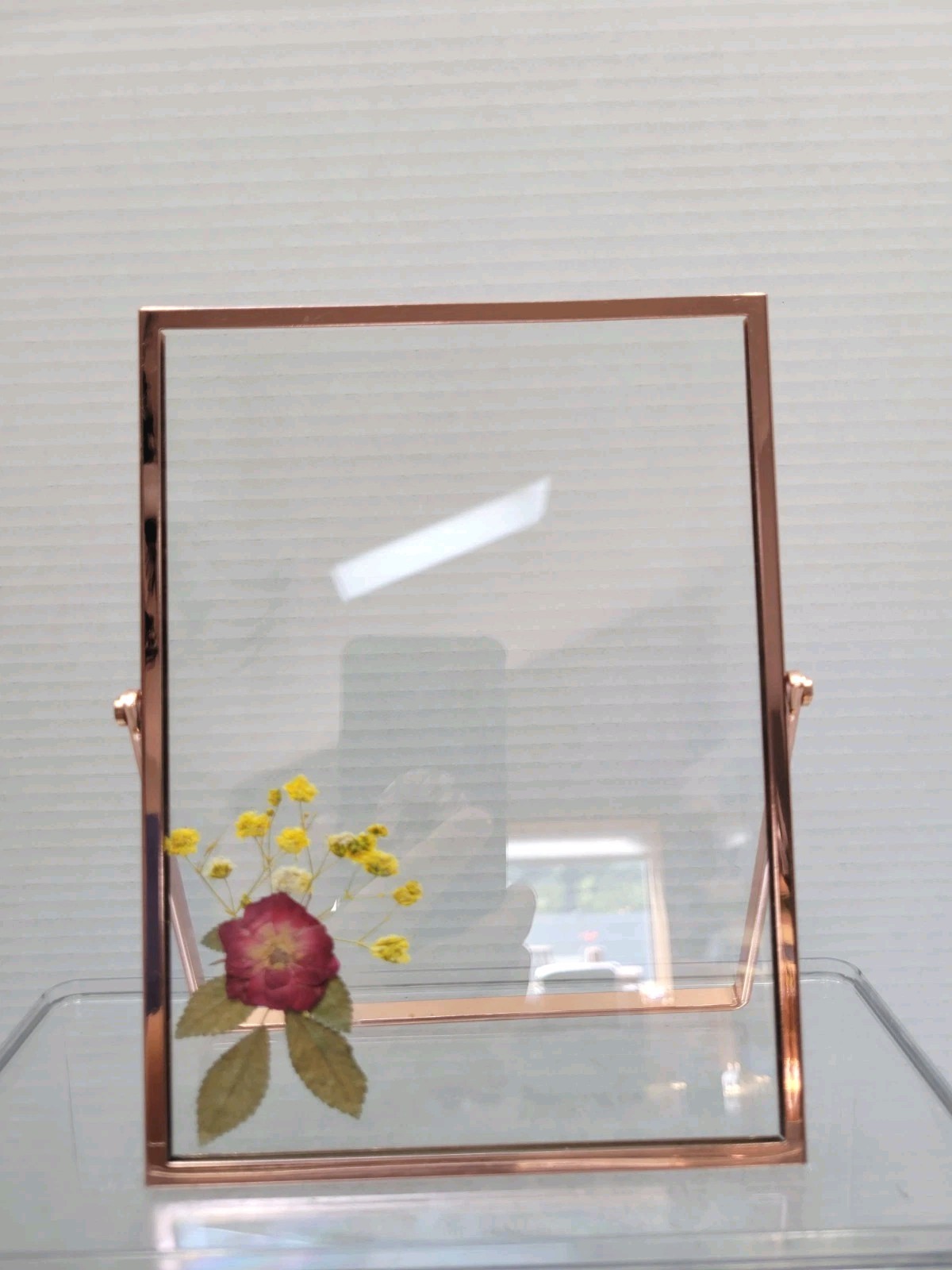Pretty Pressed Dried Flower Rose Gold Tabletop Picture Frame 5.5"x8" gallery