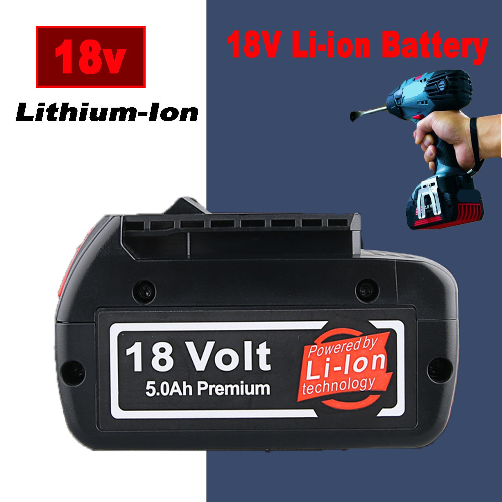 Battery For Bosch 18 Volt 5.0AH Li-ion BAT609 BAT610G BAT618 BAT620 24618-01 gallery