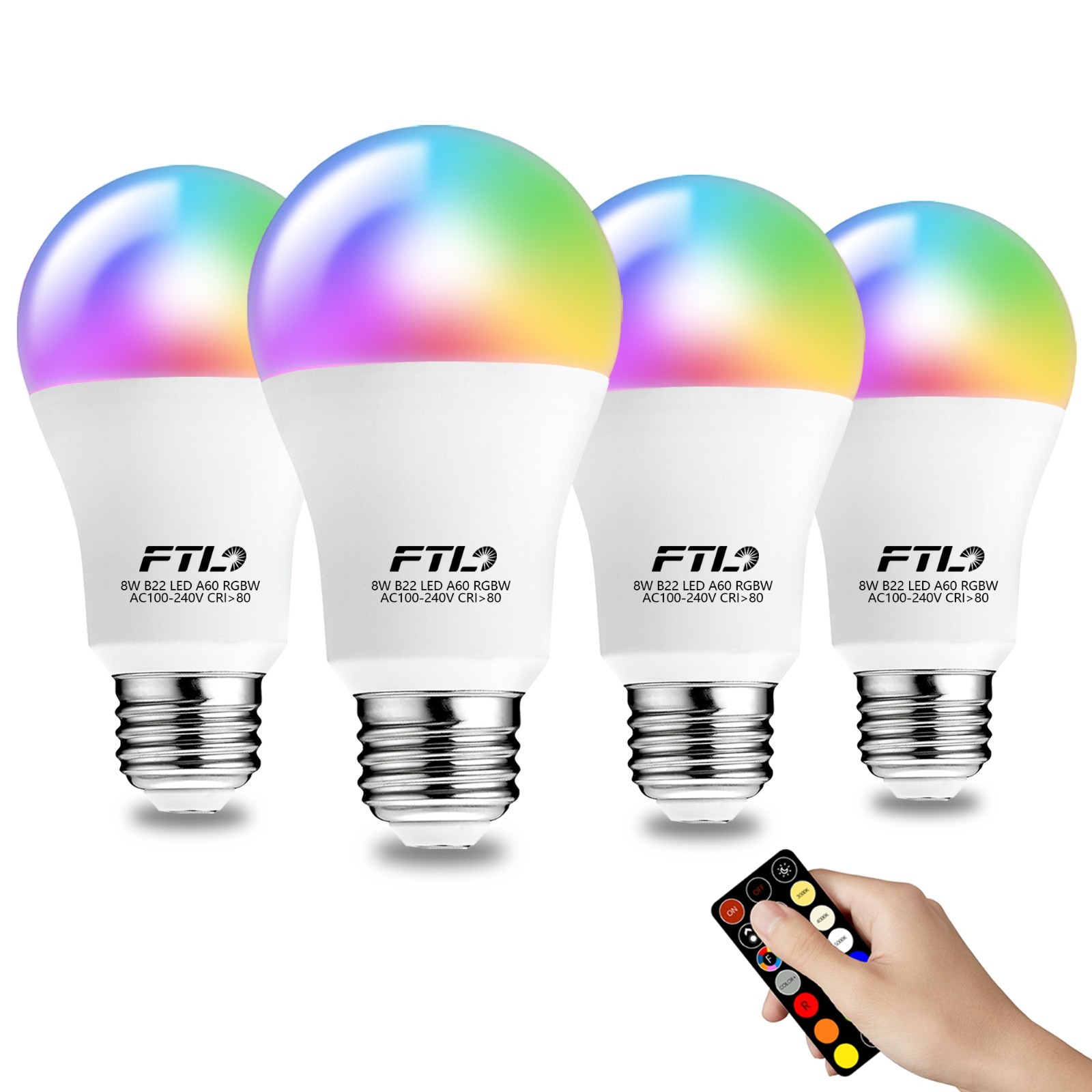 LED Color Changing Light Bulb with Remote Control E26 8W 60W Equivalent RGB Bulb gallery