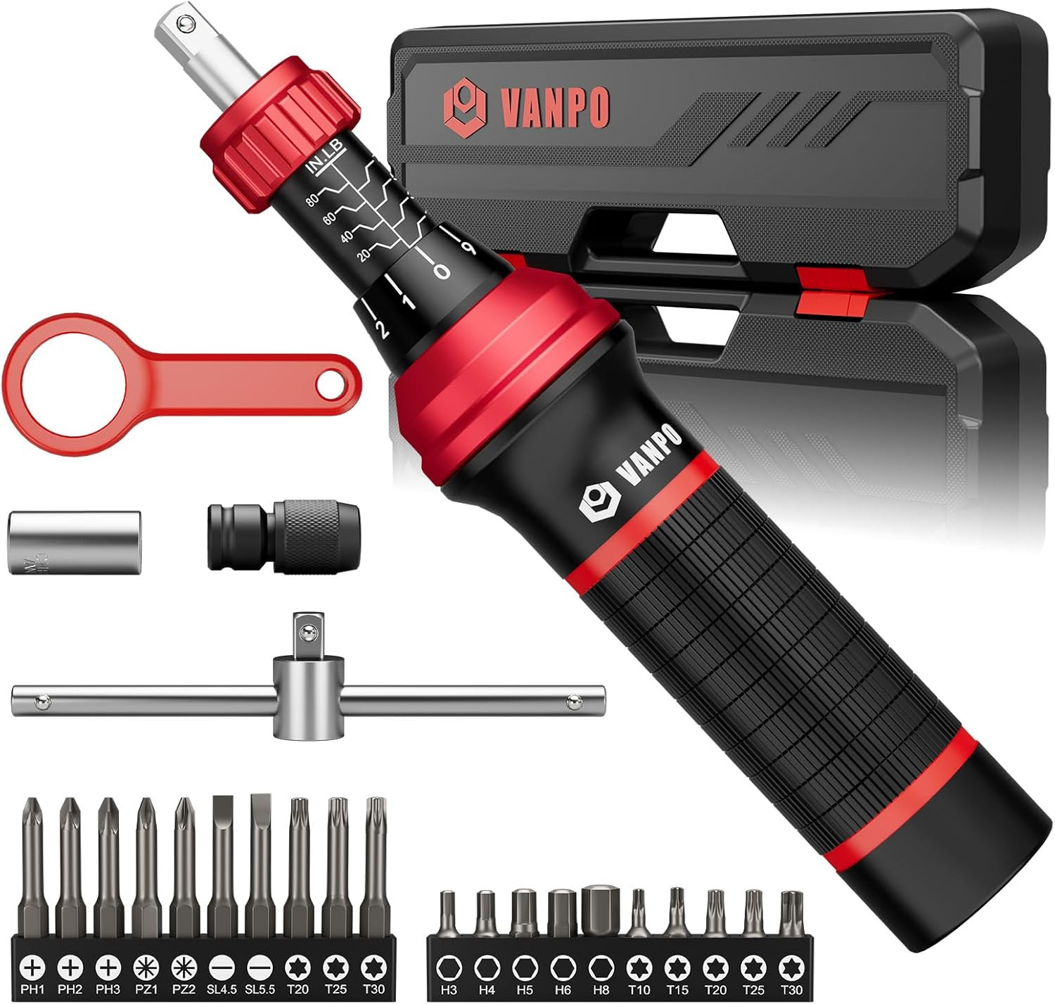 Torque Screwdriver, 10-80 In-Lb, 24 Piece Torque Wrench Screwdriver Set with Hex gallery