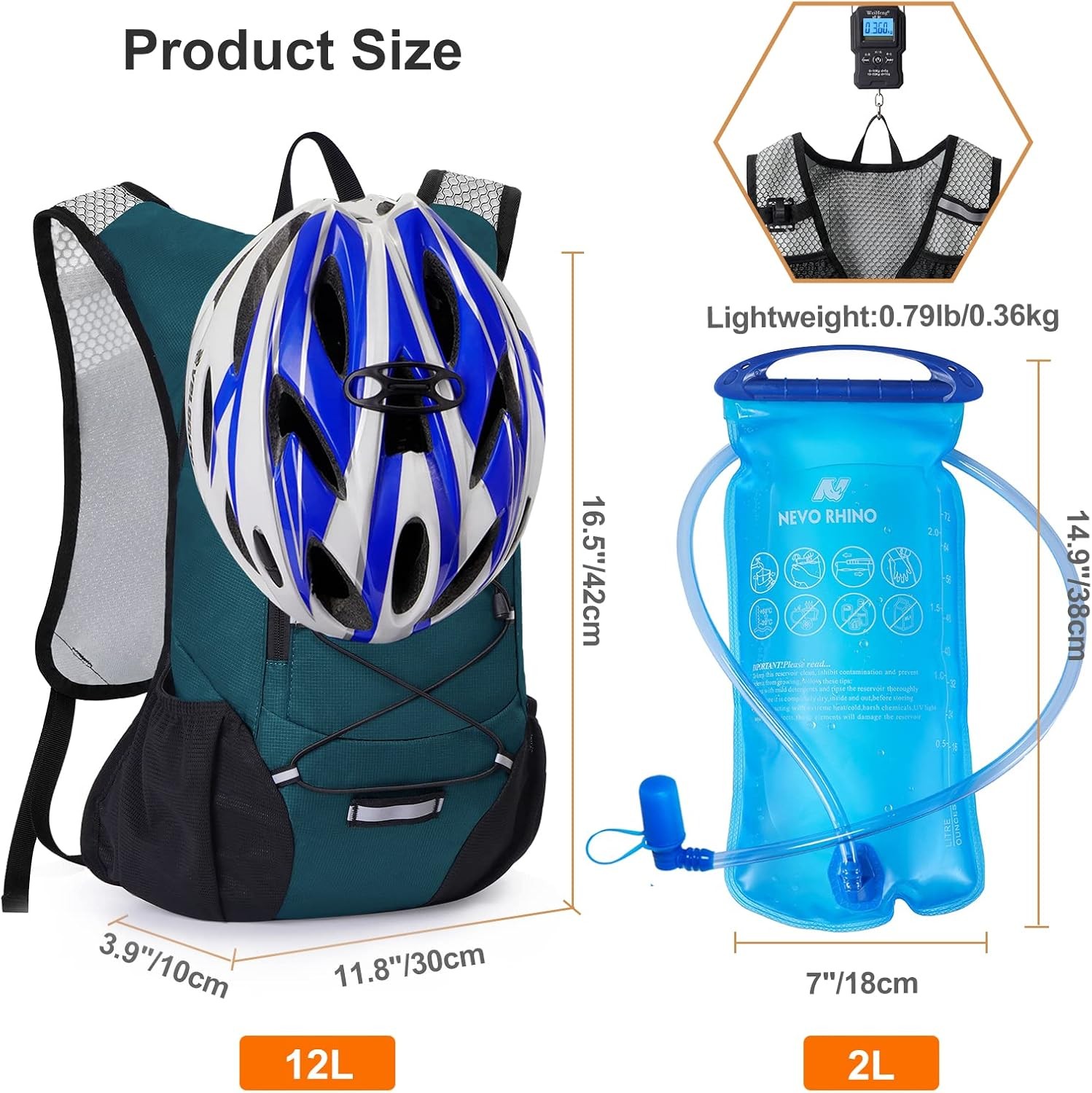 Lightweight Hydration Backpack, Running Backpack with 2L Water Bladder 5