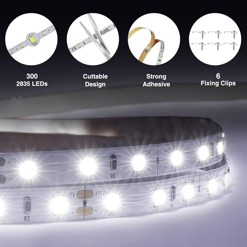 LED Light Strip,16.4ft Dimmable LED Tape Light, 6000K Daylight White Strip Li... gallery