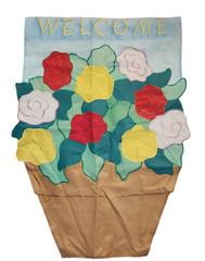 Large Garden Flag Banner Welcome Multi-Color Floral Nylon Embroidered 27″X40″