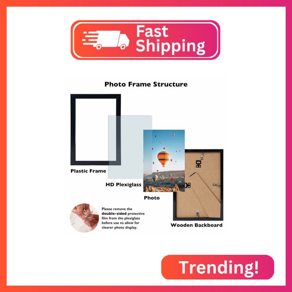 JCJMY 8x11 Picture Frame Black for Wall Hanging or Tabletop- Wall Mounting Horiz gallery