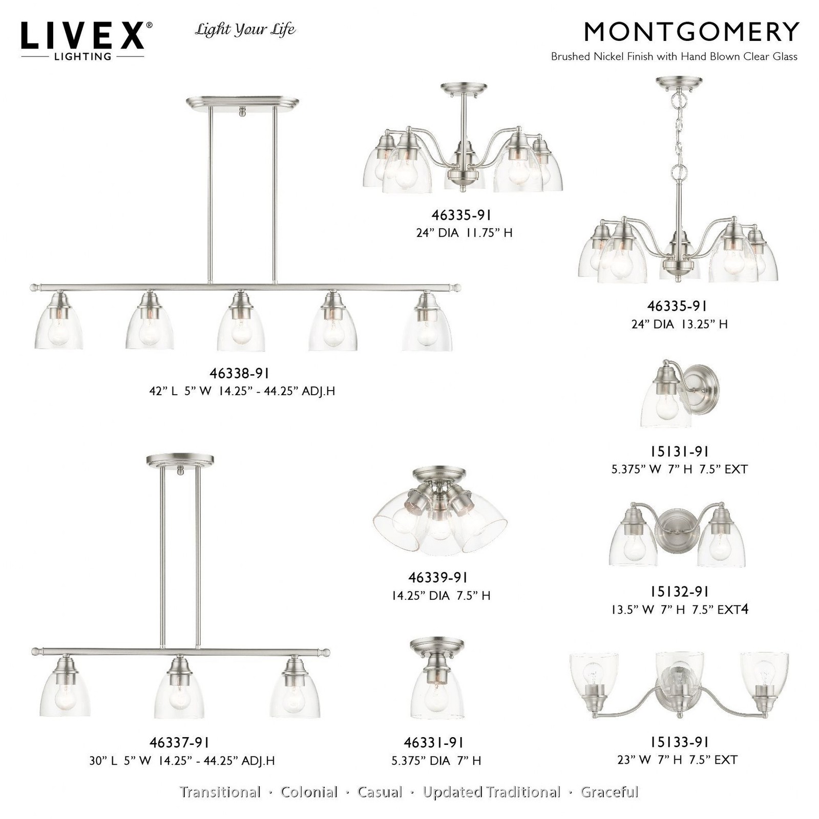 Used Livex Lighting 46331-91 Montgomery - 1 Light Flush Mount in New Traditional gallery