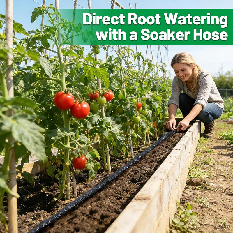 Double Layer Soaker Hose for Garden Beds - 25FT 3/4" Heavy Duty Linkable Flat Dr gallery