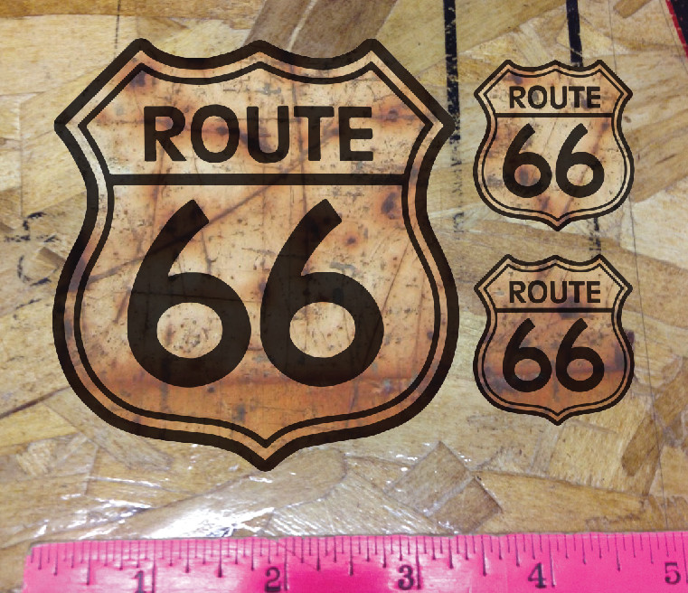 Route 66 Black & Rusted Distressed Die Cut Decal Sticker - 3 for 1 - pick size gallery