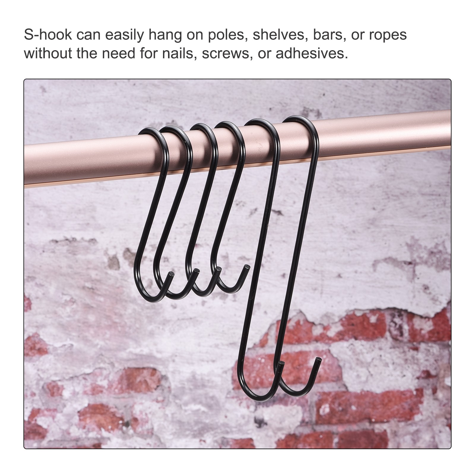 S Hanging Hooks 20inch 500mm Extra Long Steel Hanger Uses Black 4Pcs gallery