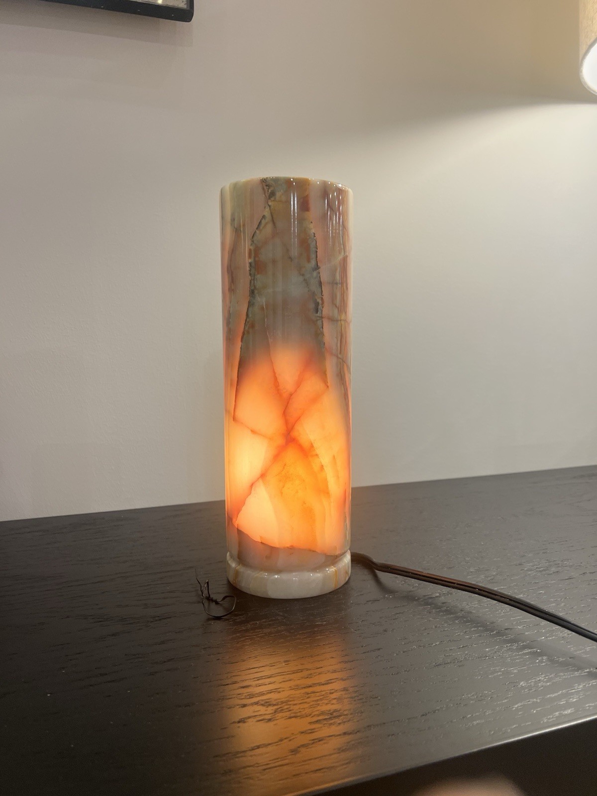 Modern ONYX marble Stone Cylinder Accent Lamp, Warm White Light, Polished Finish gallery