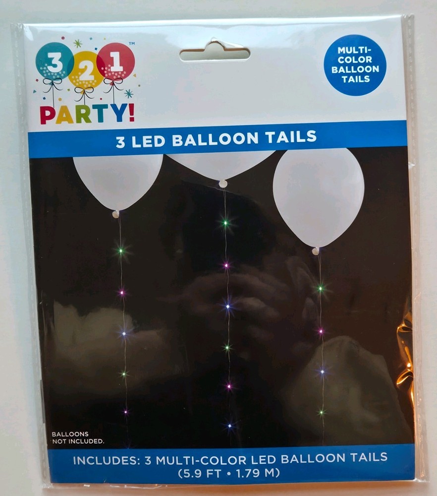 321 Party! LED Balloon Tail 3-Pack Multicolor 5.9 ft Party Theme
