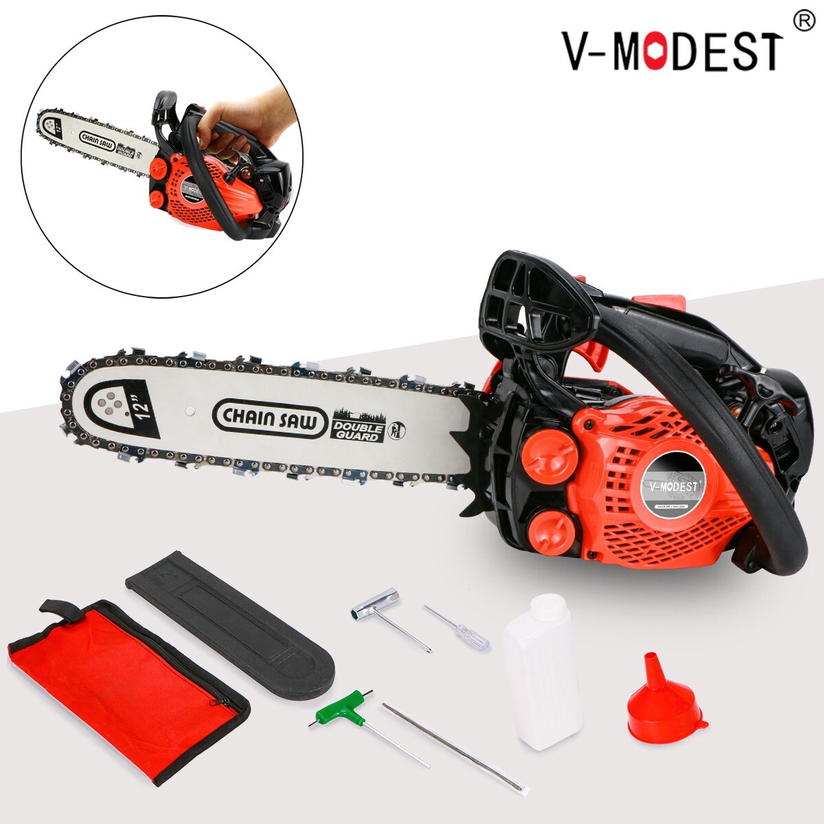 2511 12" Compact Top Handle Gas Chainsaw 25CC Light 2-Stroke Engine Climbing Saw gallery