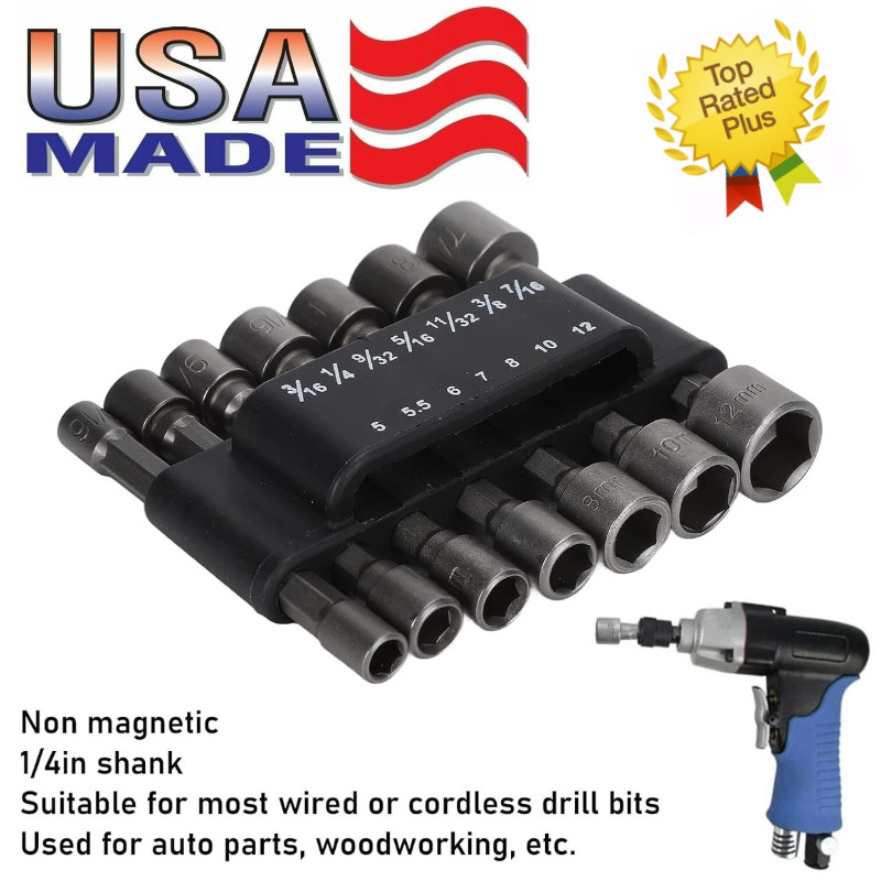 14PC POWER Nut Driver Drill Bit Set Socket Bit Adapter metric & SAE Socket for W gallery
