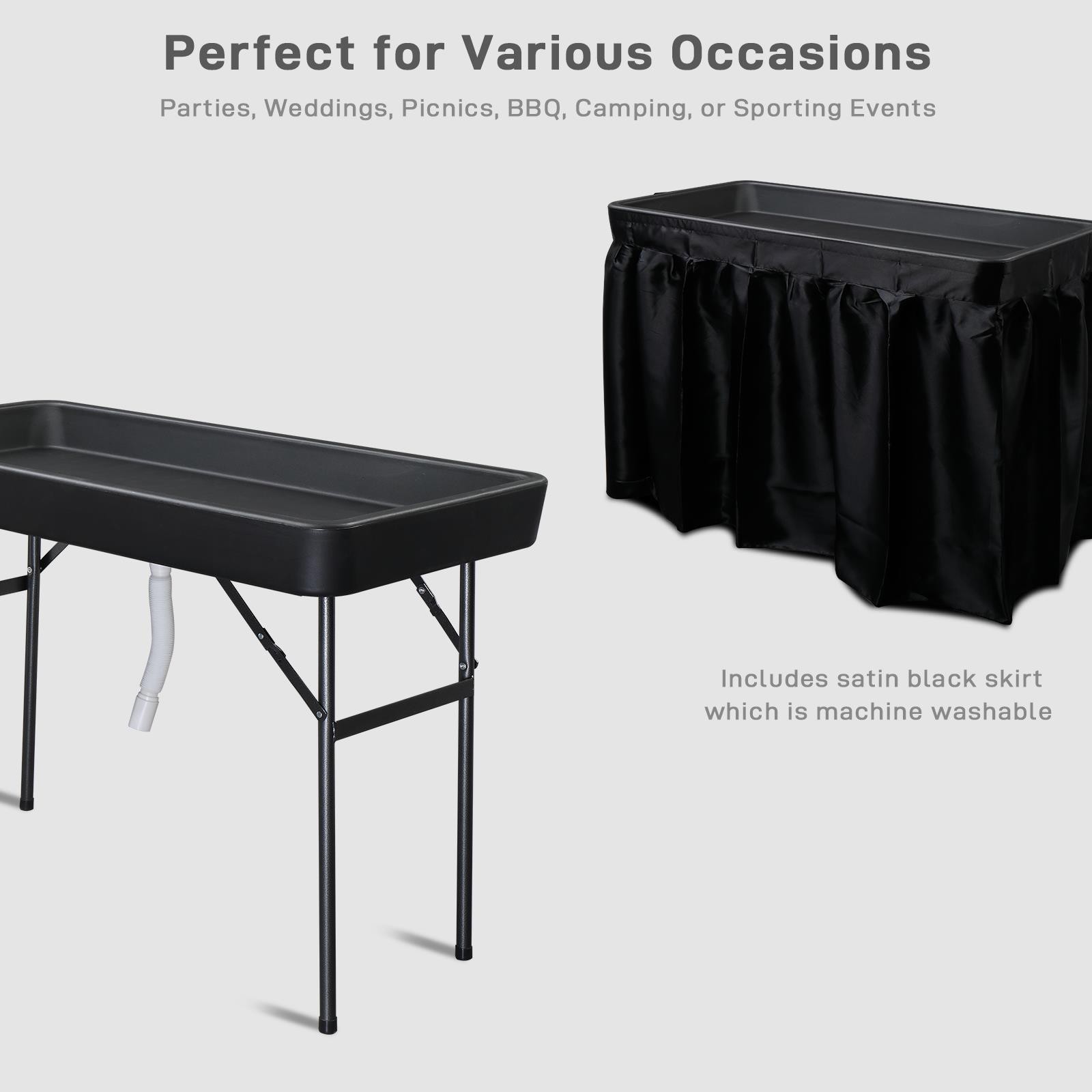 4 FT Folding Ice Bin Table Outdoor Ice Cooler Table w/Matching Skirt Party BBQ gallery