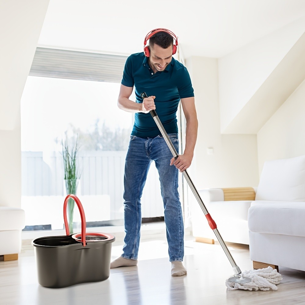 360° Rotating Mop Bucket Set with 61-Inch Adjustable Stainless Handle 3 Mops gallery