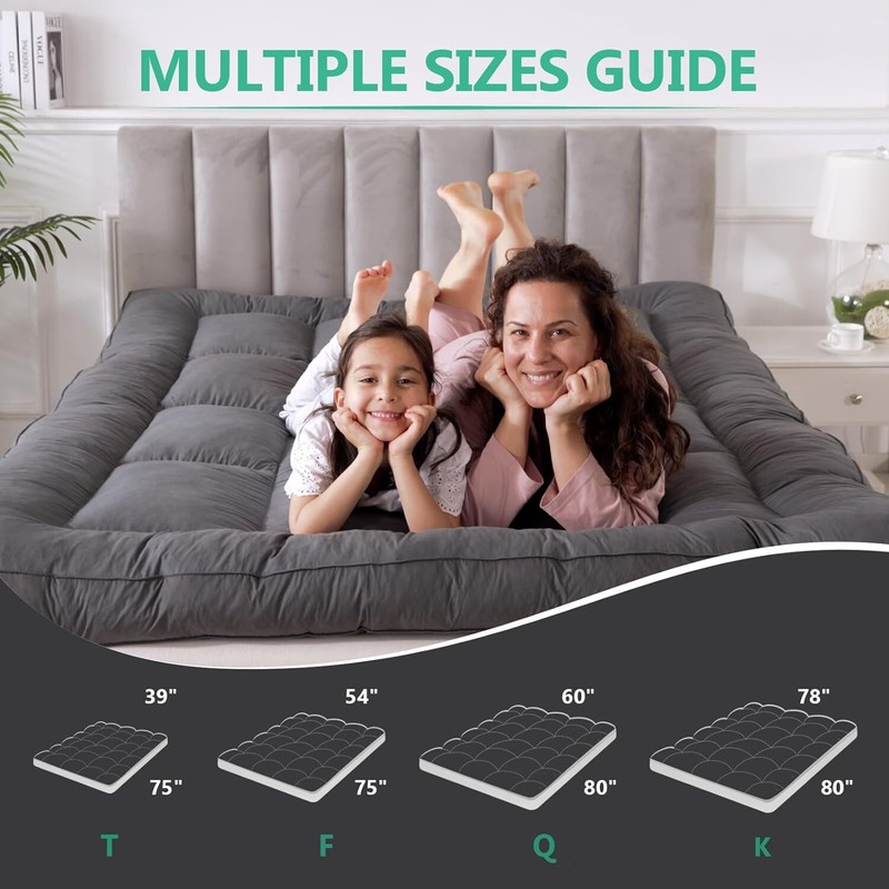 5 Inch Goose Duck Feather Bed Extra Thick Mattress Topper Pillowtop Cotton Gray gallery