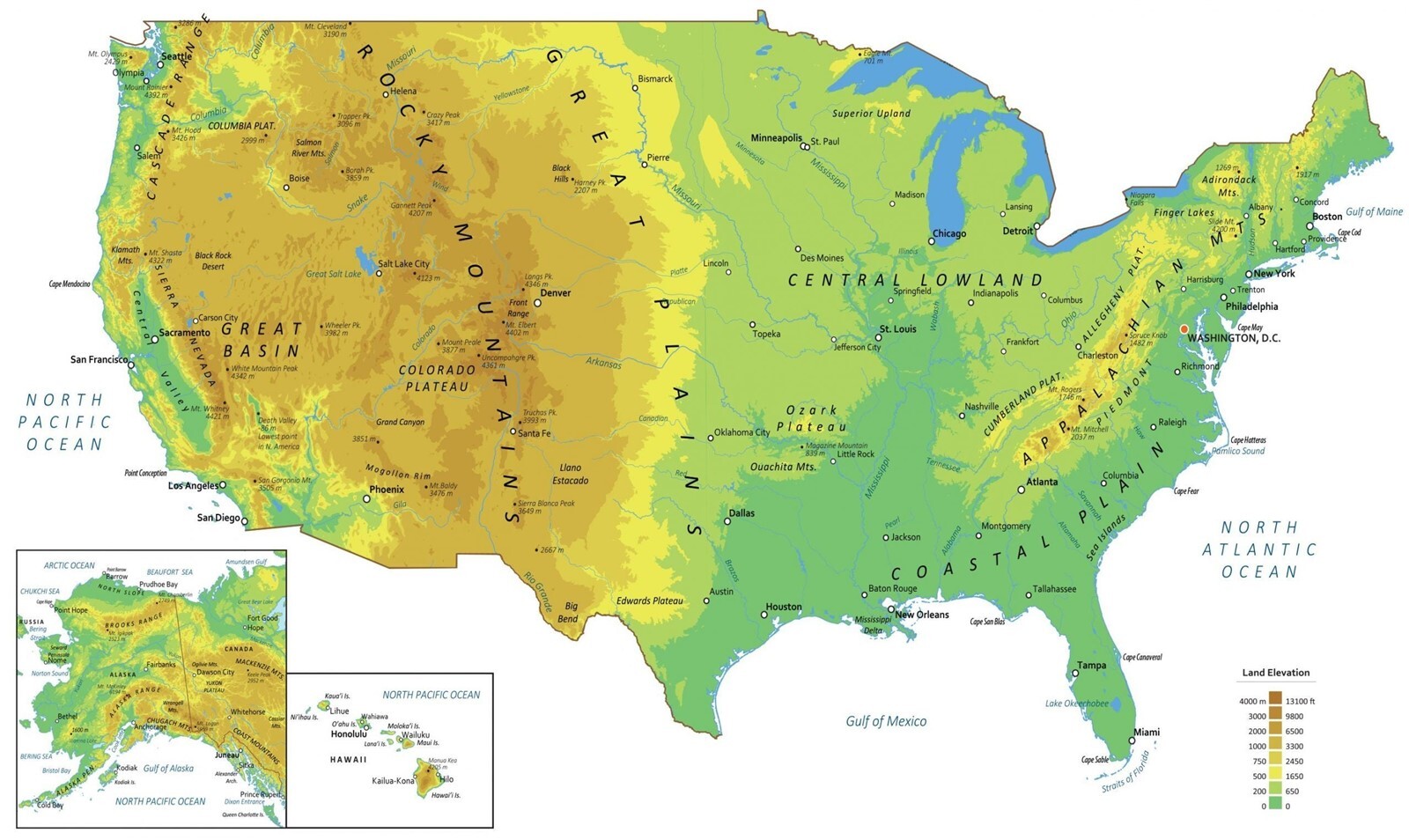 USA Elevation Map GLOSSY POSTER PICTURE PHOTO PRINT BANNER 12125 gallery
