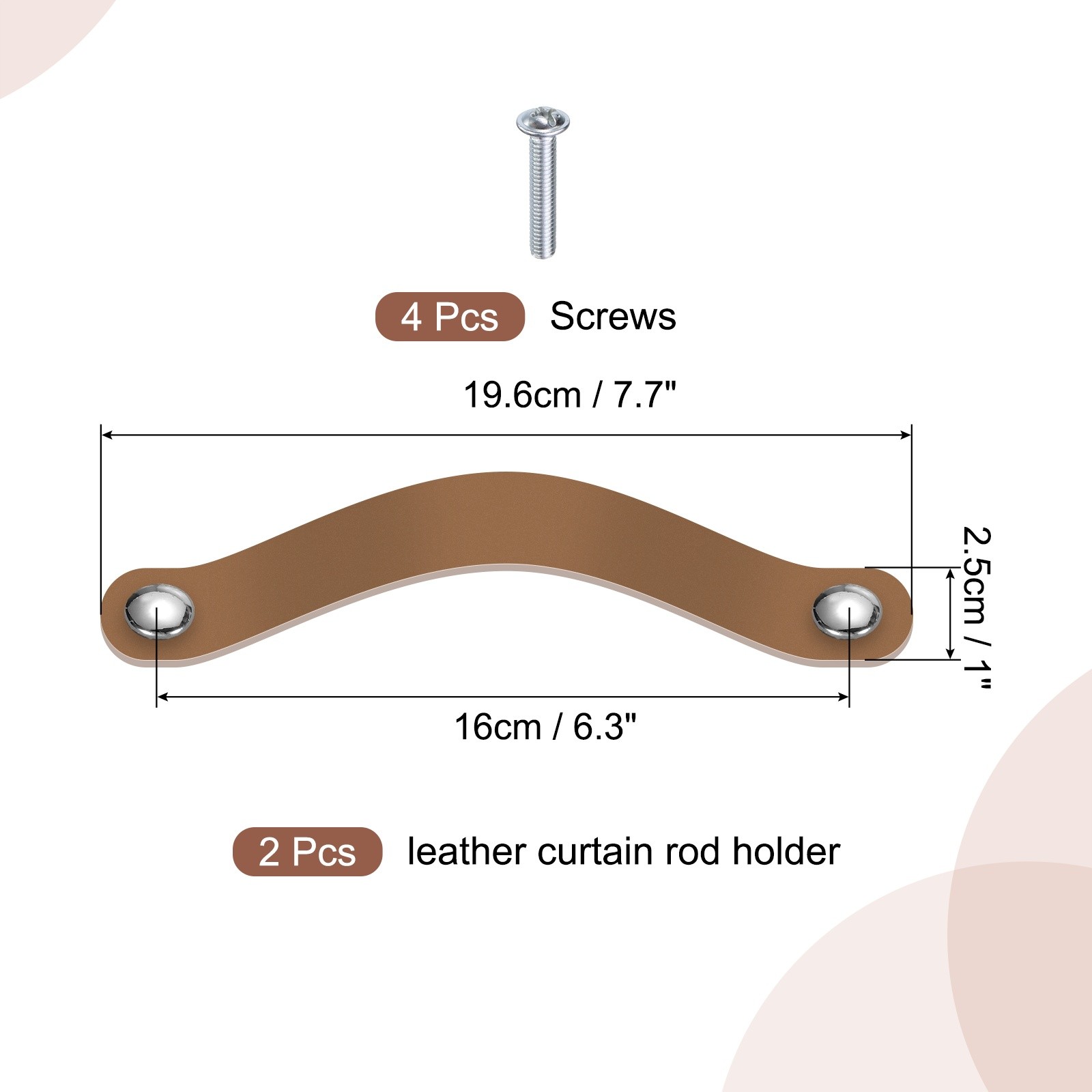 2Pcs Leather Drawer Pulls for Kitchen Bedroom Dresser Cupboard Light Brown gallery