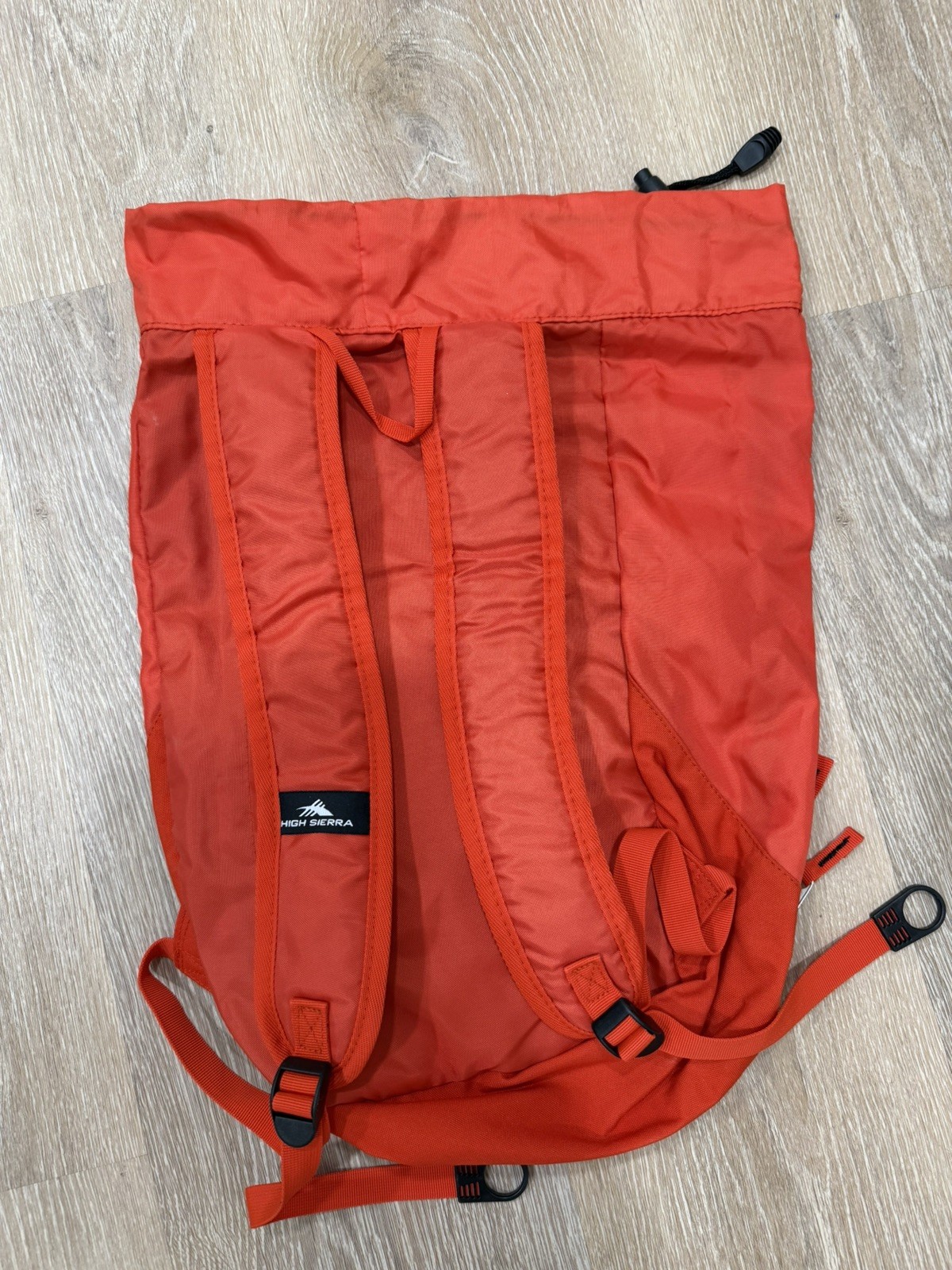 High Sierra Red Orange Synch Nylon Drawstring Backpack Knapsack Bag PWC  2