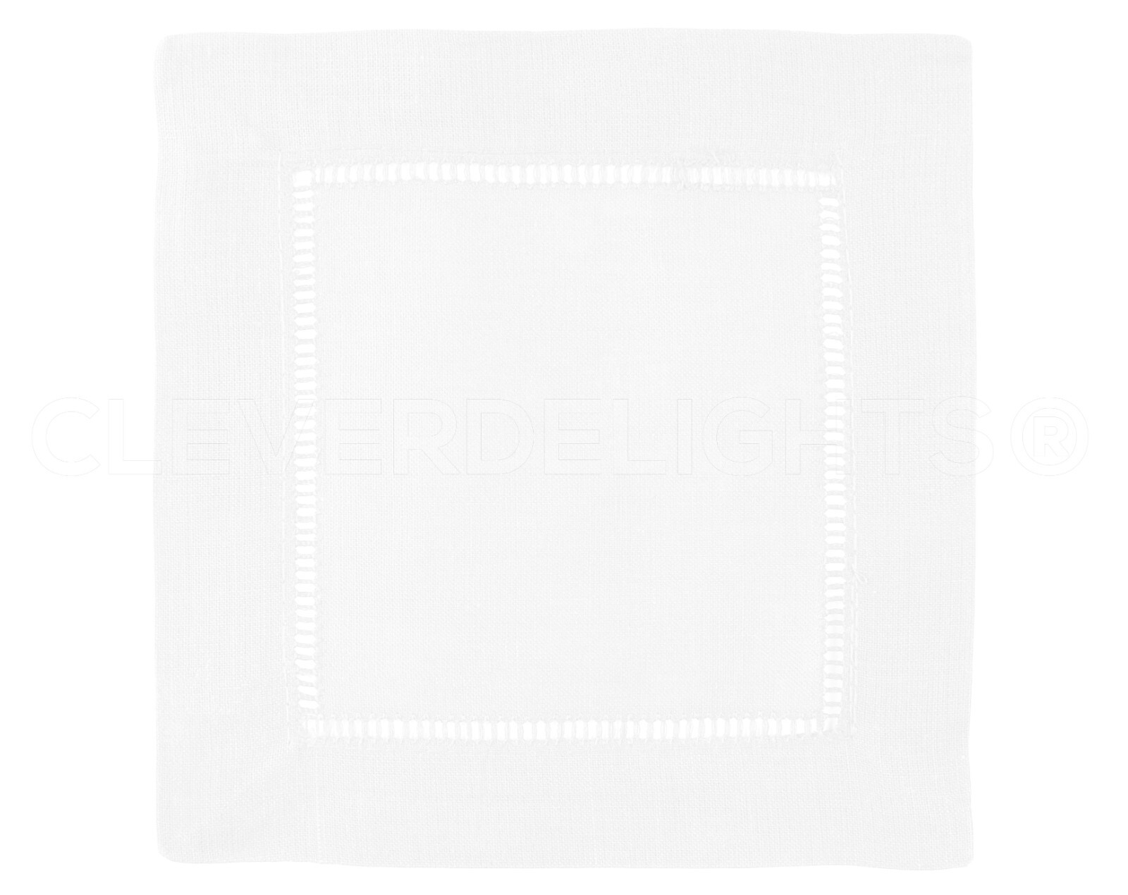 12 Pack - White Hemstitch Cocktail Napkins - 100% Cotton - 6 Inch Cloth Coasters gallery