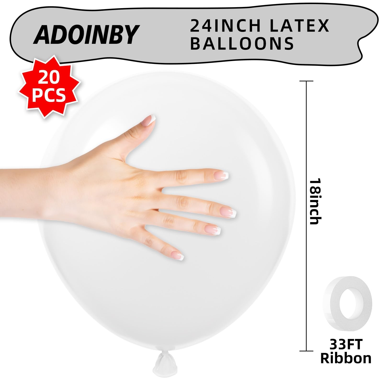 20 Large White Balloons, 24 Inch Jumbo Thick Heavy Duty Balloons for Bi gallery