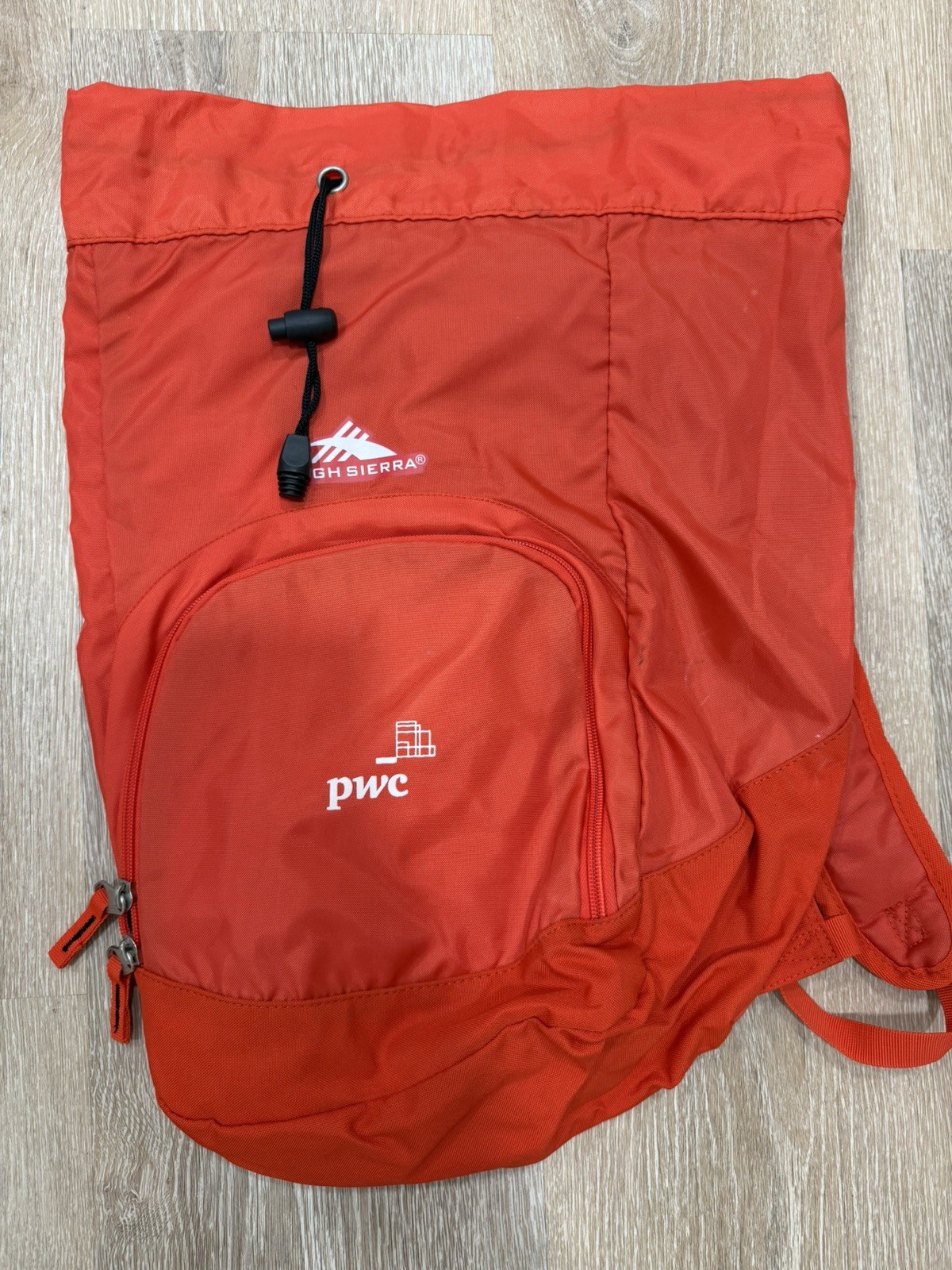 High Sierra Red Orange Synch Nylon Drawstring Backpack Knapsack Bag PWC 