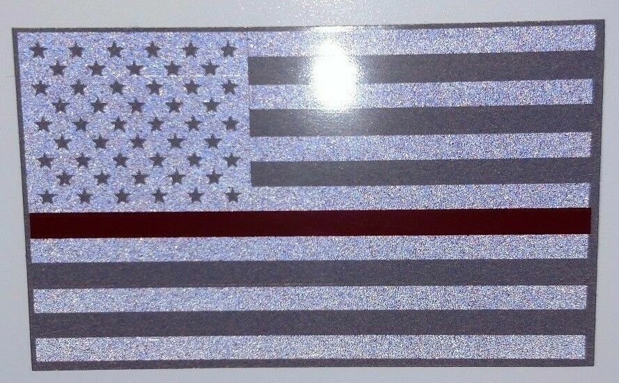 REFLECTIVE Subdued AMERICAN FLAG THIN RED LINE DECAL fire EMS Multiple Sizes gallery