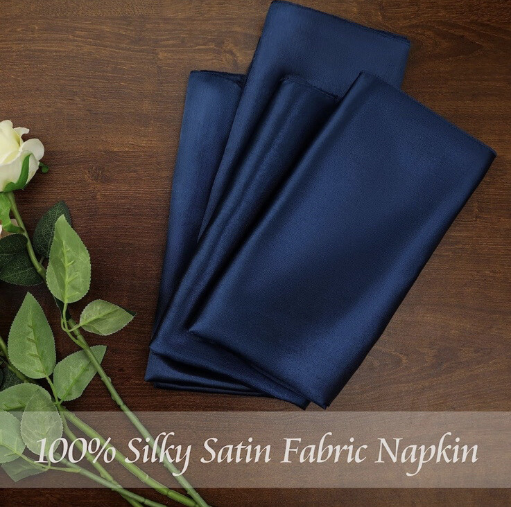Cloth Dinner Table Silk Blue Napkin Linens - 20 Inches Square Shiny Satin Party gallery
