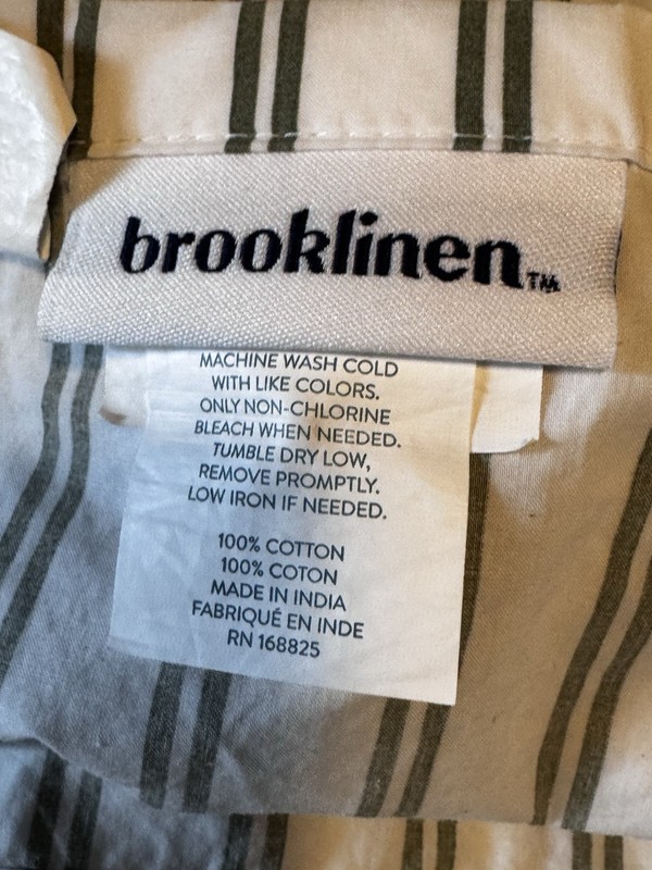 Brooklinen Cooling Cotton Percale Core Sheet Set Tandem Stripe Fresh Moss Queen gallery