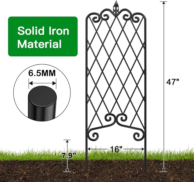 4 Pack Decorative Garden Trellis for Climbing Plants, Metal Fencing Black gallery