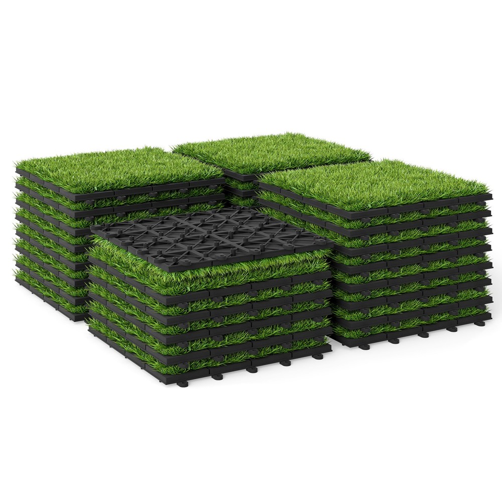 30PCS Interlocking Artificial Grass Tiles 12”x12” for Patio Balcony Backyard
